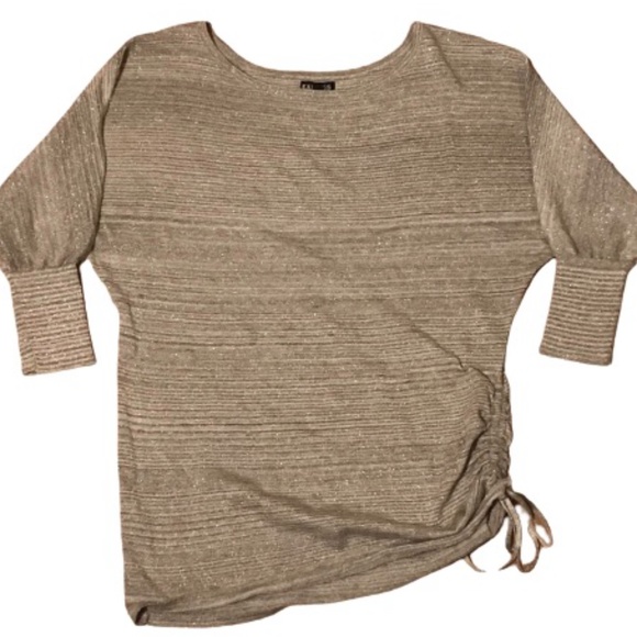 Express Tops - Express Metallic Side Ruched Dolman Sleeve Holiday Top